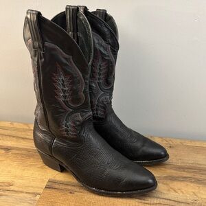 Abilene Leather Western Cowboy Boots Black Men's Vintage
